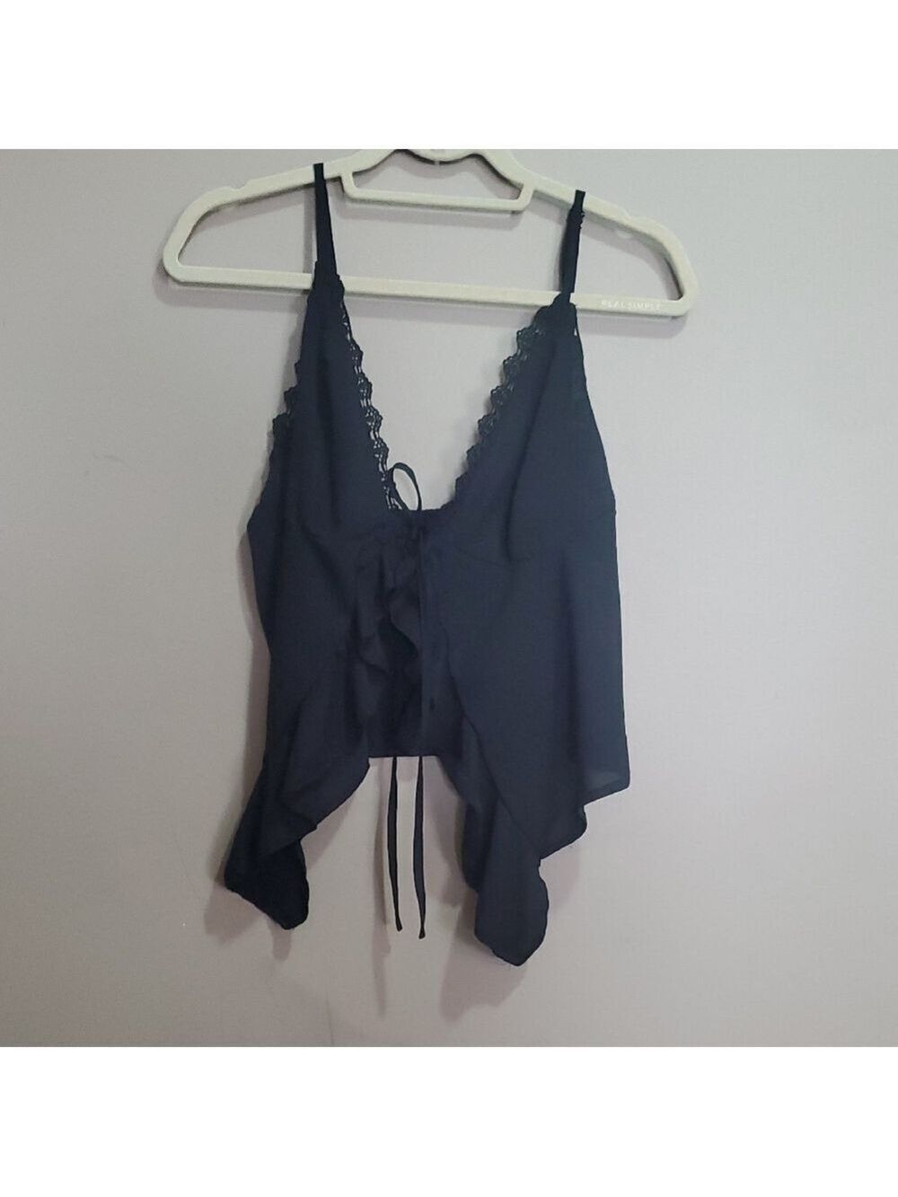 Shein Elegant Black Lace Trim Women's Top Size 2XL